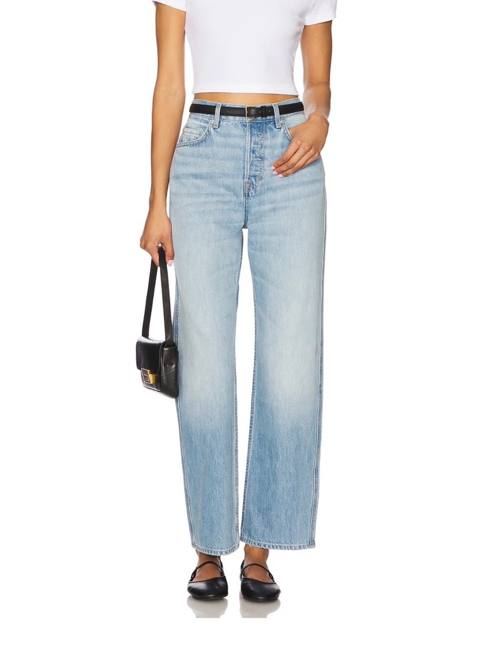 GRLFRND Light Blue High-Rise Wide Straight Jeans